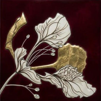 Crimson Bloom wall panel, detail of the flower