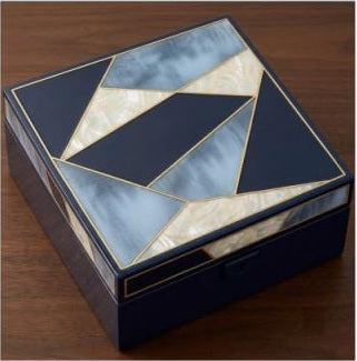 Indigo Facet lidded box on a wooden table